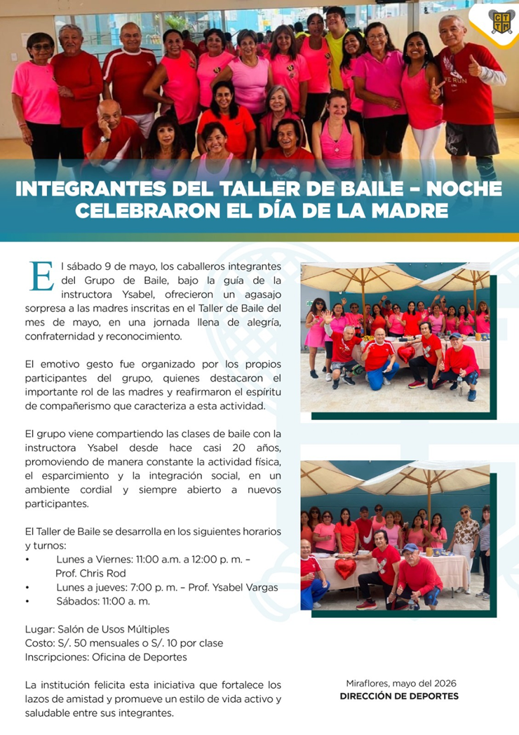 💃🌸 INTEGRANTES DEL TALLER DE BAILE – NOCHE CELEBRARON EL DÍA DE LA MADRE ✨❤️