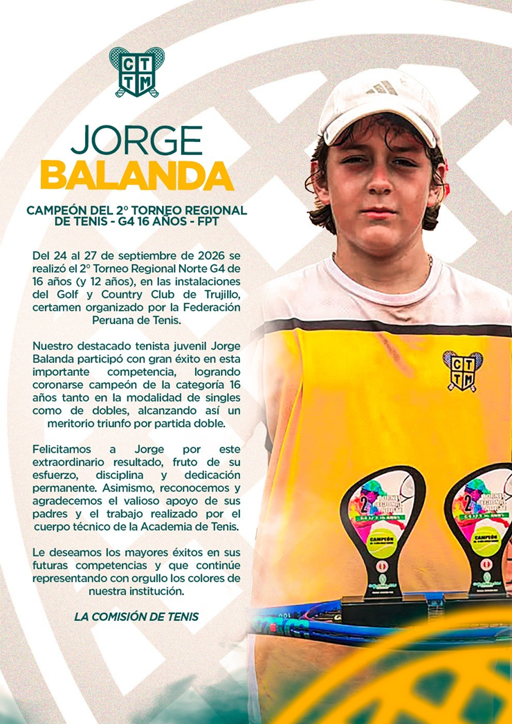 🎾 JORGE BALANDA – CAMPEÓN DEL 2.º TORNEO REGIONAL NORTE G4