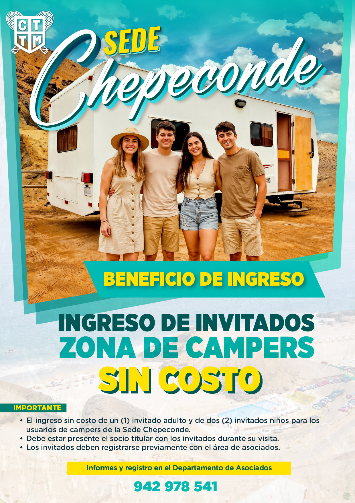 🚐🏖️ BENEFICIO DE INGRESO: INVITADOS LIBRES EN LA ZONA DE CAMPERS DE CHEPECONDE