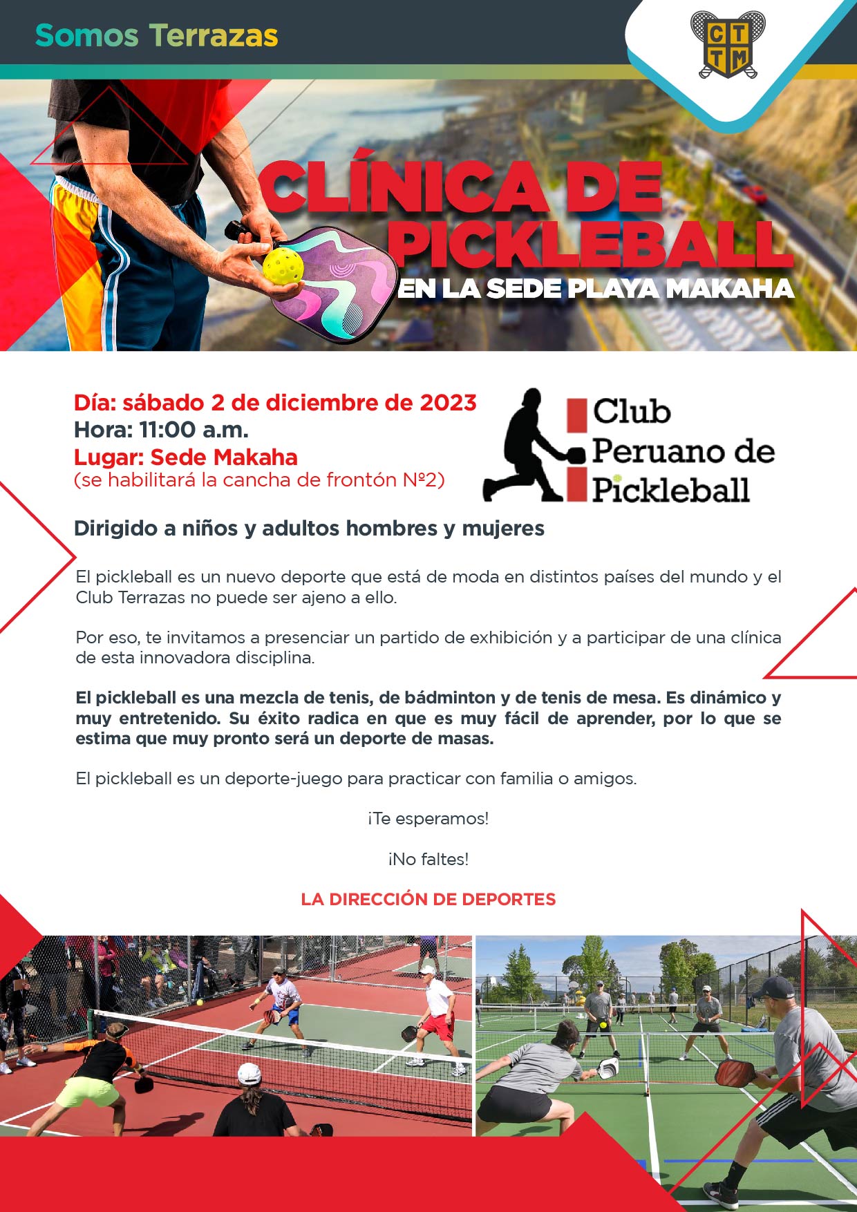 CLÍNICA DE PICKLEBALL EN LA  SEDE PLAYA MAKAHA