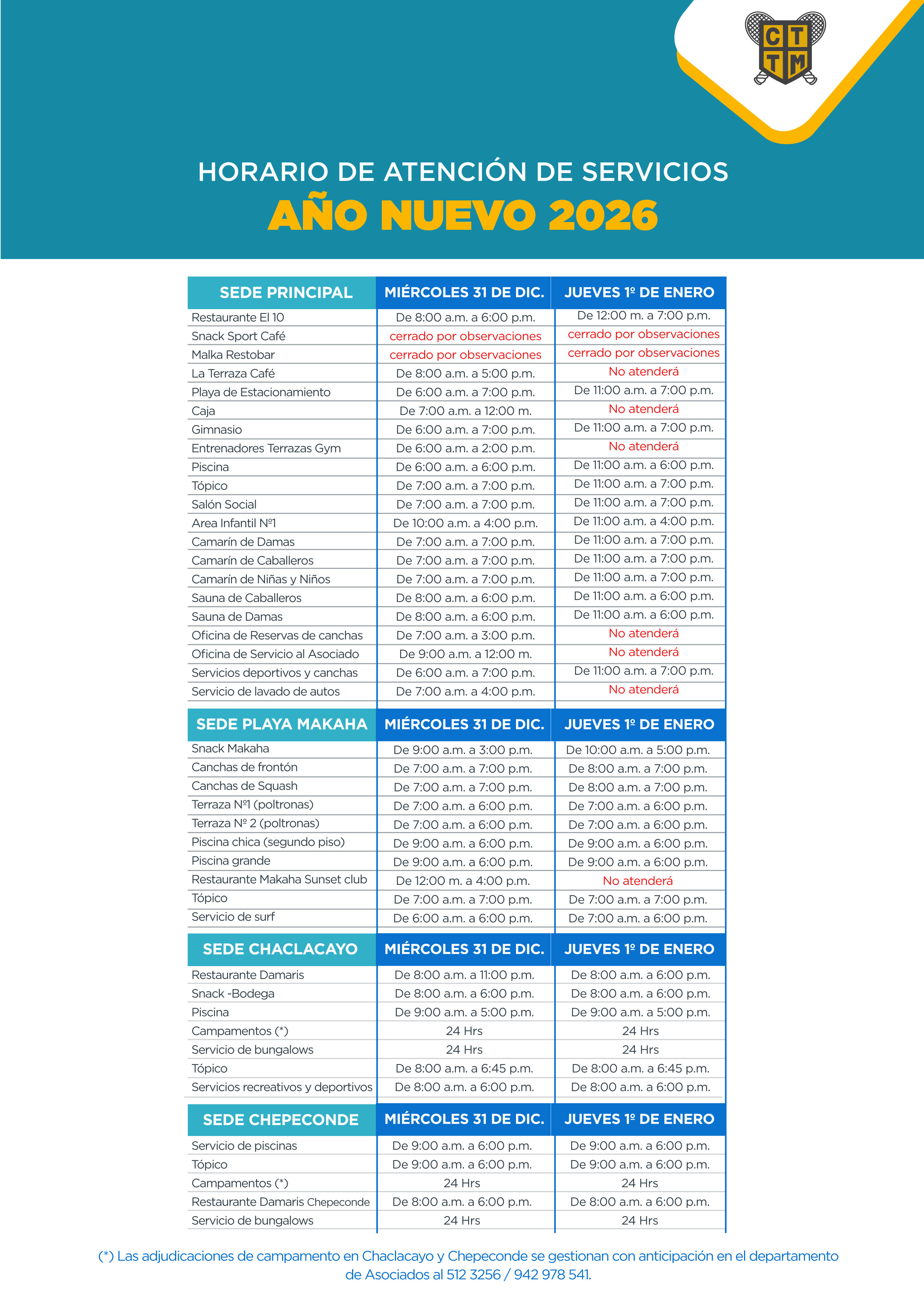 🎆 HORARIO DE ATENCIÓN – AÑO NUEVO 2026 🕛