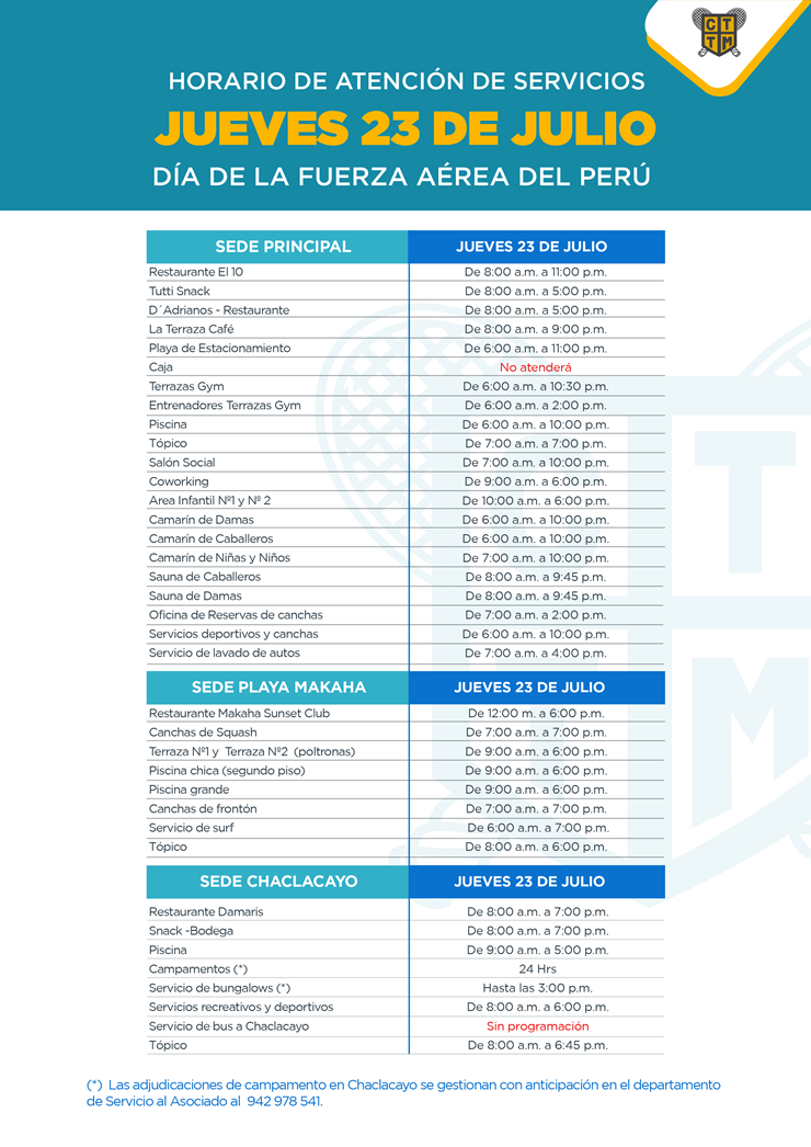 📅 HORARIO DE ATENCIÓN – FERIADO JUEVES 23 DE JULIO