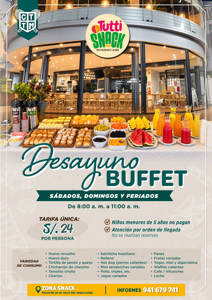🥐☕ DESAYUNO BUFFET | FINES DE SEMANA Y FERIADOS EN TUTTI SNACK