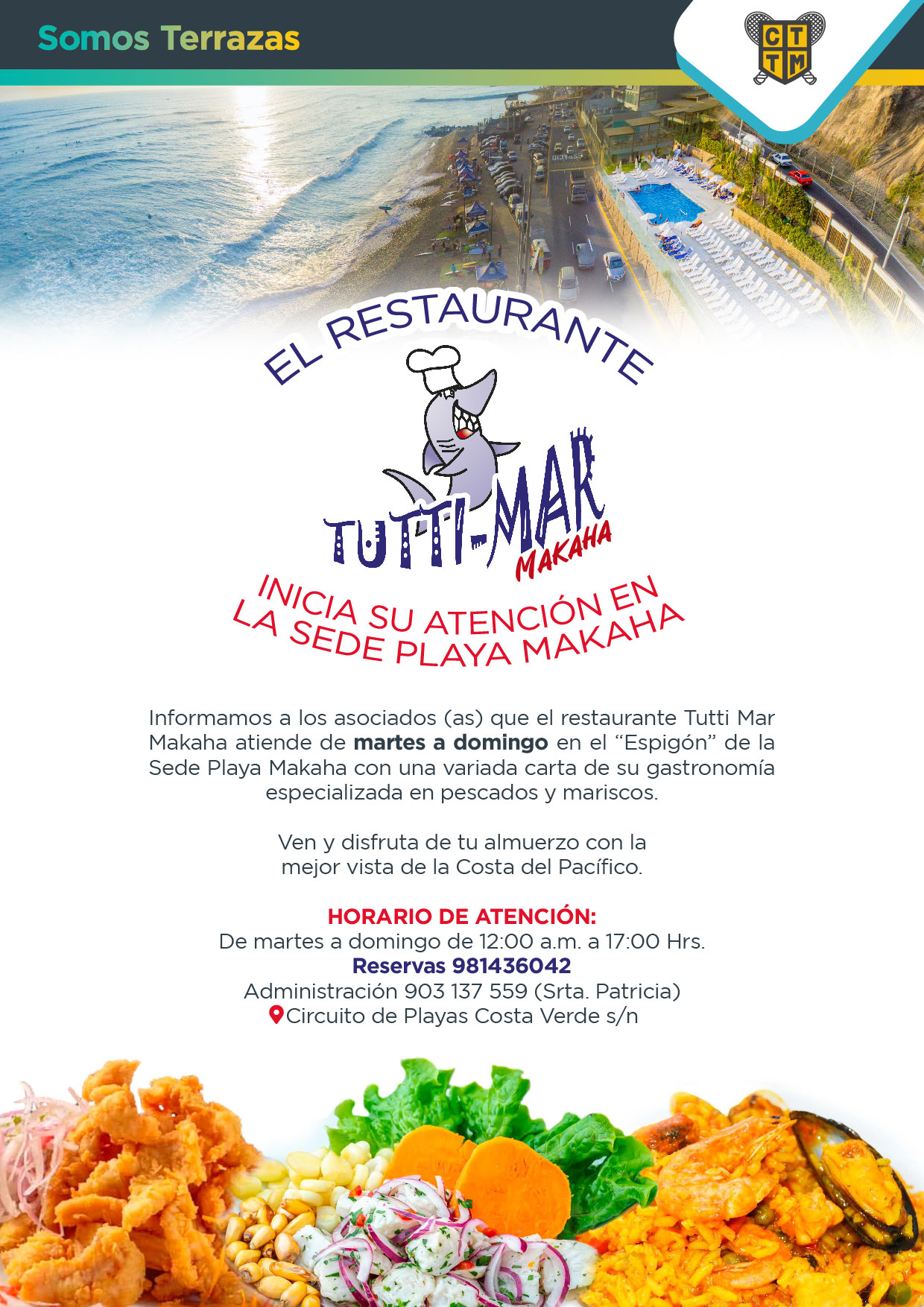 EL RESTAURANTE TUTTI MAR MAKAHA INICIA SU ATENCIÓN EN LA SEDE PLAYA MAKAHA 