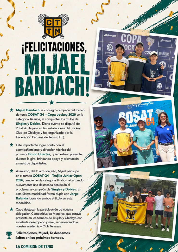 🎾🏆 MIJAEL BANDACH CAMPEÓN EN DOS TORNEOS COSAT G4