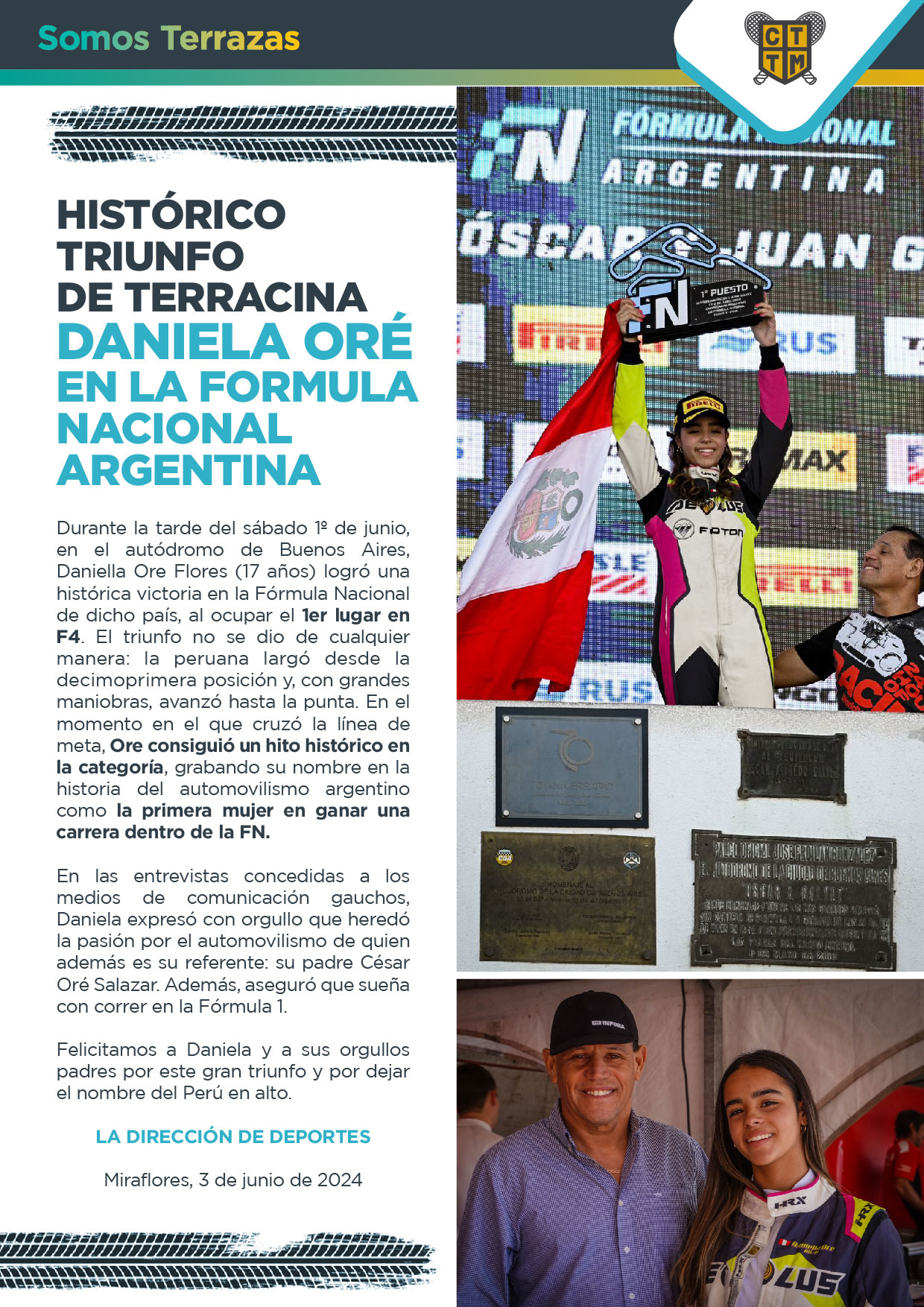 HISTÓRICO TRIUNFO DE TERRACINA DANIELA ORÉ EN LA FORMULA NACIONAL ARGENTINA
