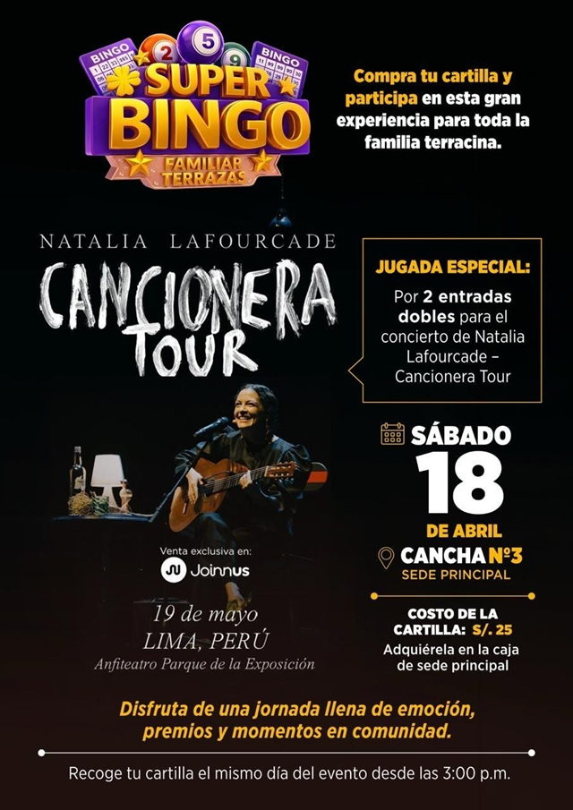 🎱✨ SUPER BINGO: JUGADA ESPECIAL CON ENTRADAS PARA EL CONCIERTO DE NATALIA LAFOURCADE 🎶💛