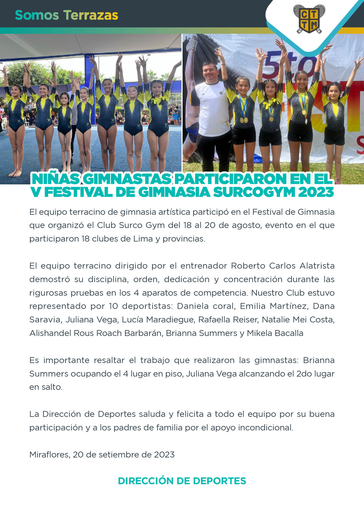 NIÑAS GIMNASTAS PARTICIPARON EN EL V FESTIVAL DE GIMNASIA SURCOGYM 2023