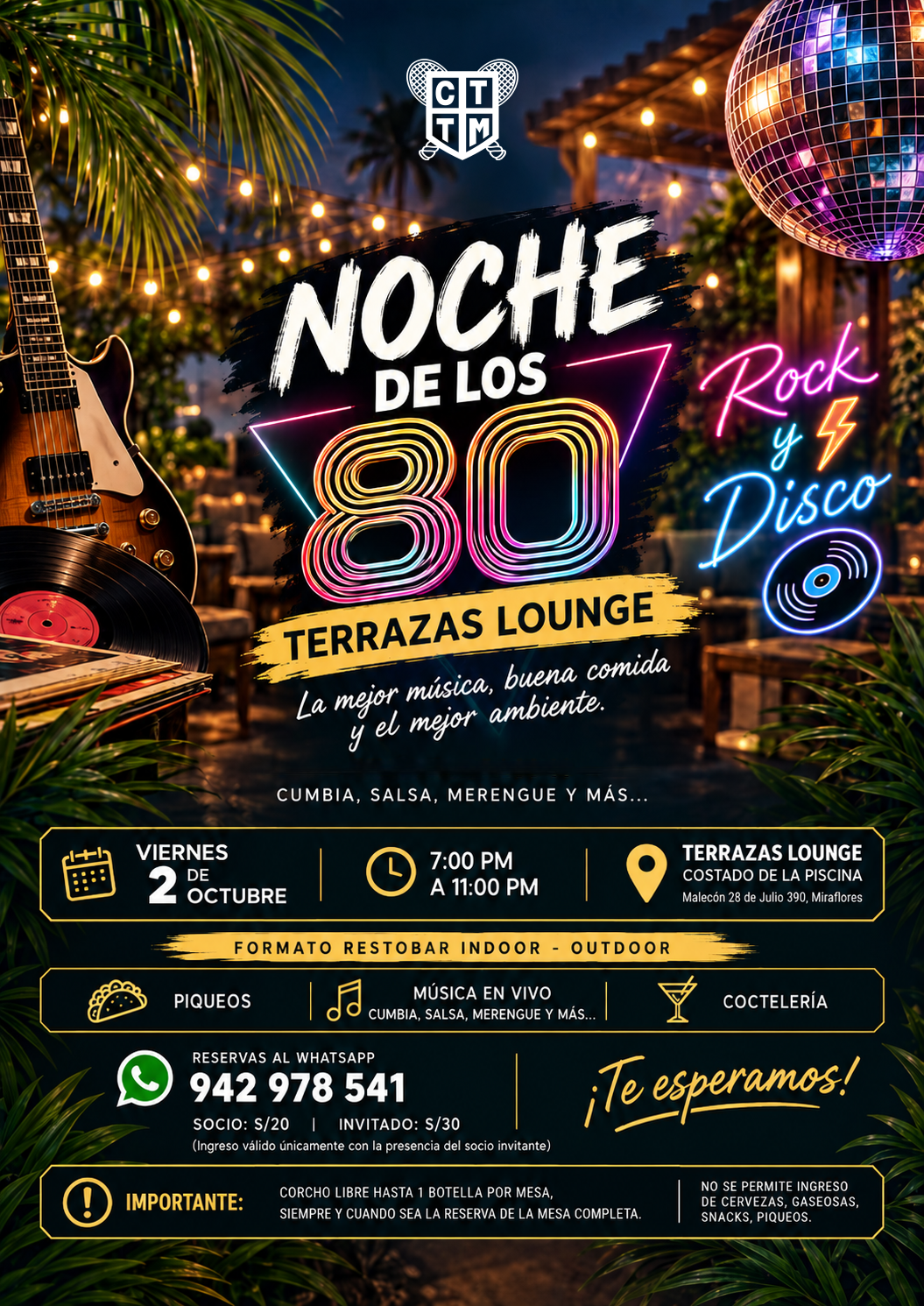 🎸🪩 NOCHE DE LOS 80 | TERRAZAS LOUNGE