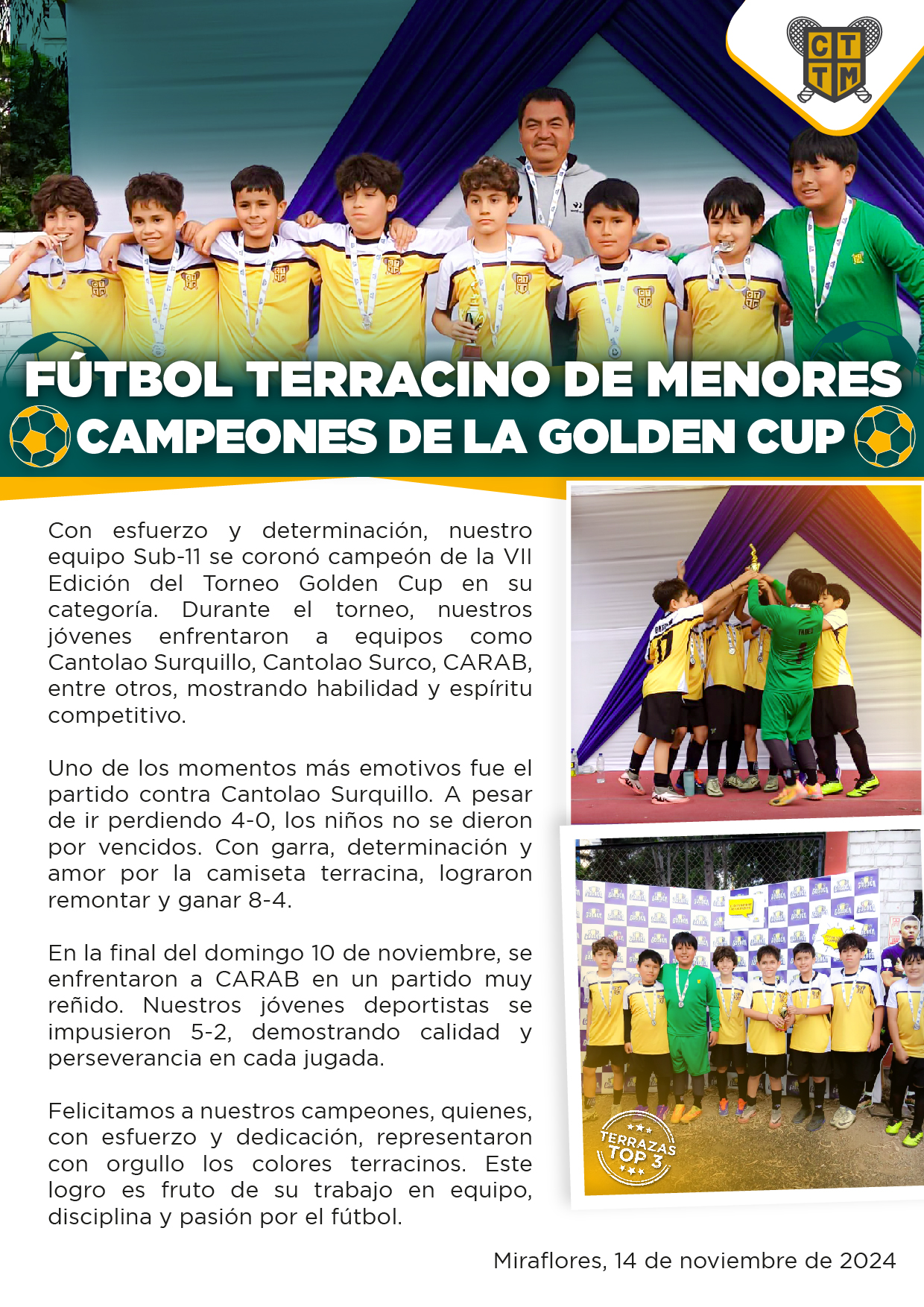 🏆 FÚTBOL TERRACINO DE MENORES CAMPEÓN DE LA GOLDEN CUP ⚽️