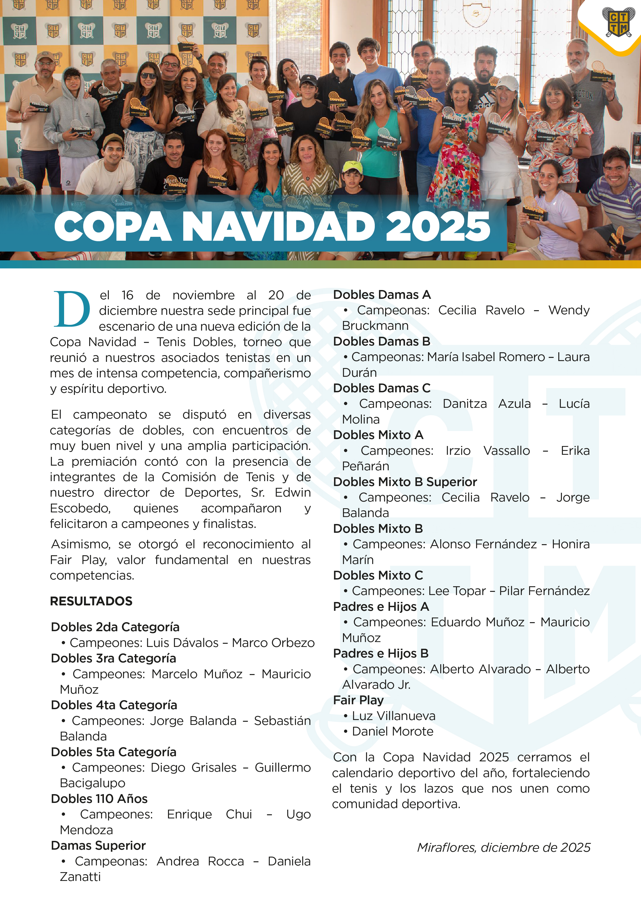 🎾🎉PREMIACIÓN DEL TORNEO COPA NAVIDAD 2025 🎄🏆 