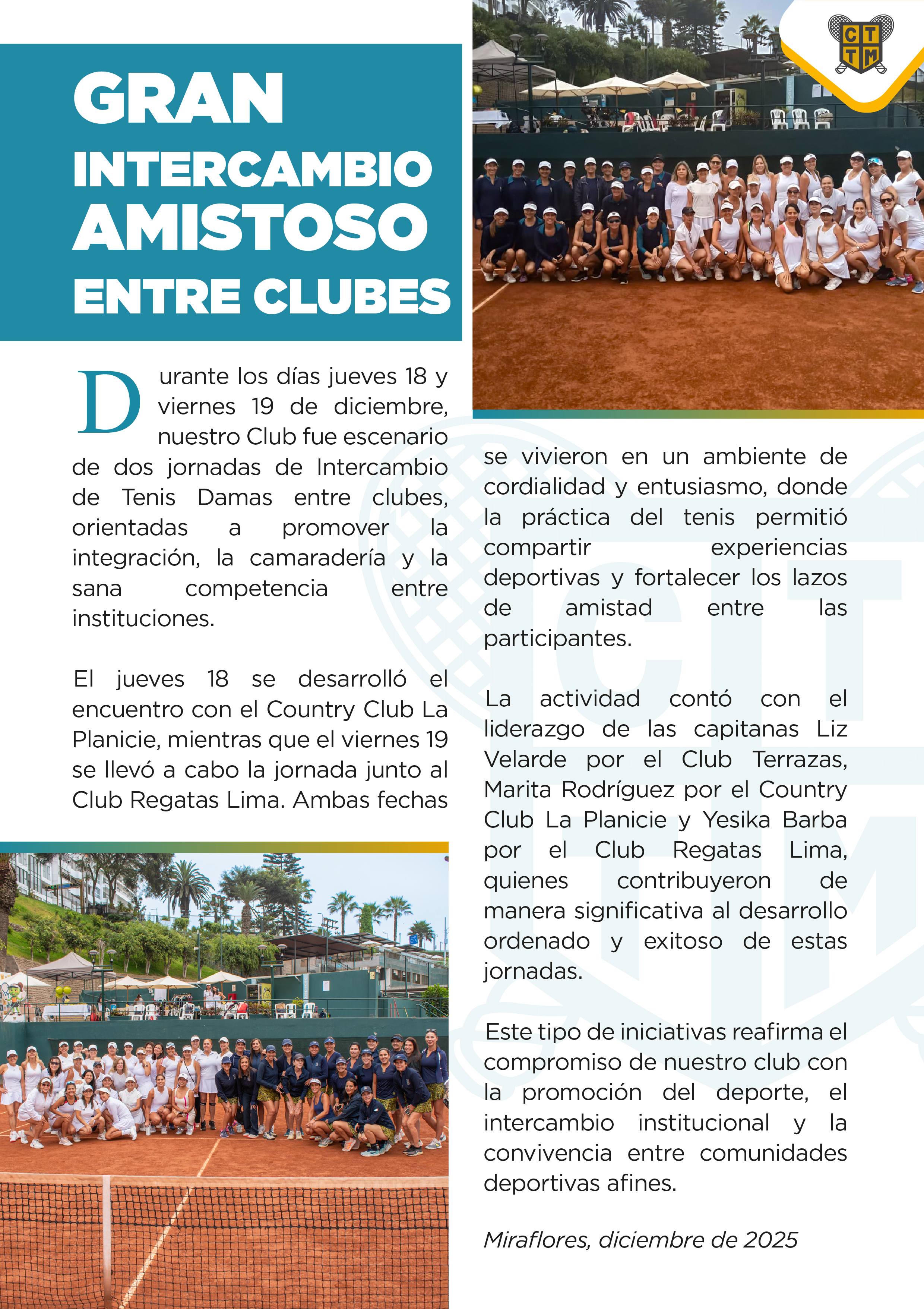 🤝 GRAN INTERCAMBIO AMISTOSO ENTRE CLUBES 🎾