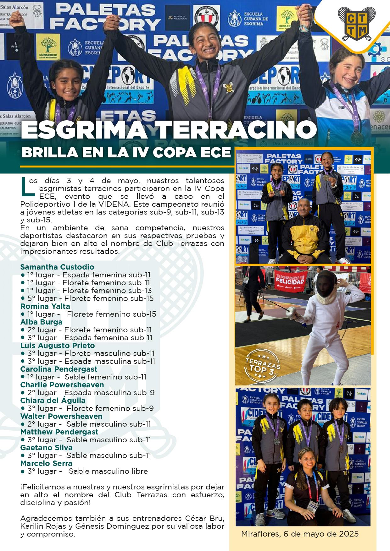 🤺 ESGRIMA TERRACINO BRILLA EN LA IV COPA ECE 