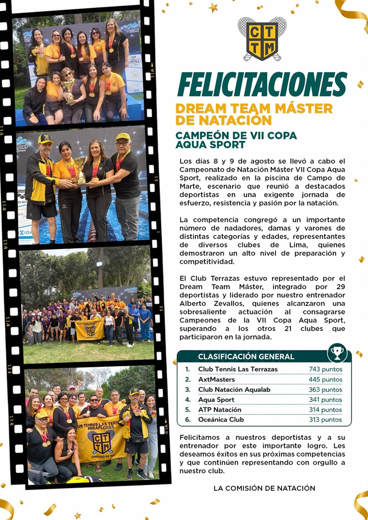 🏆 DREAM TEAM MÁSTER DE NATACIÓN SE CONSAGRA CAMPEÓN DE LA VII COPA AQUA SPORT