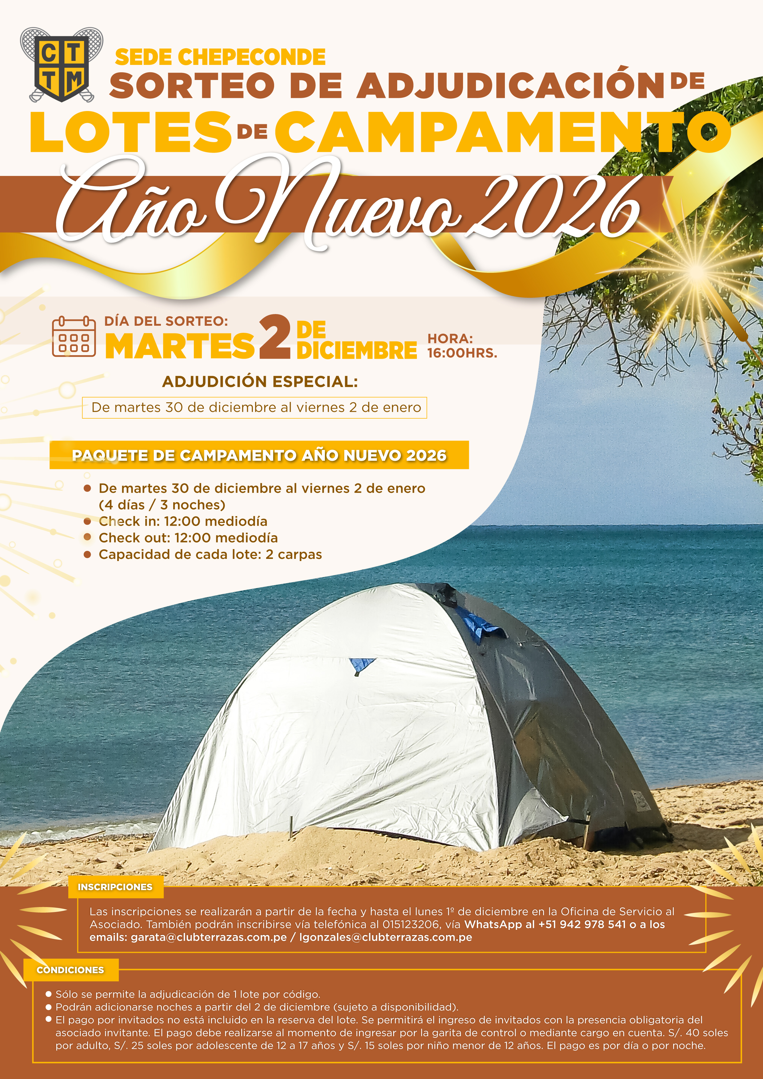 🏕️ SEDE CHEPECONDE – 🎟️ SORTEO DE ADJUDICACIÓN DE LOTES DE CAMPAMENTO – 🎉 AÑO NUEVO 2026