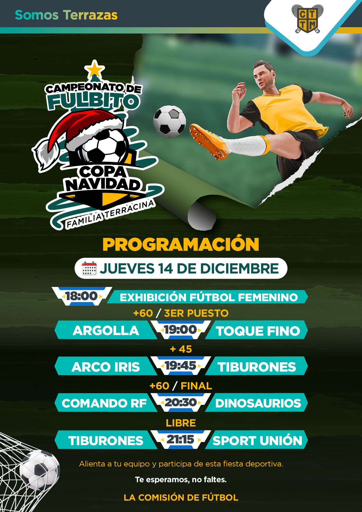 PROGRAMACIÓN: CAMPEONATO DE FULBITO "COPA NAVIDAD" / JUEVES 14 DE DICIEMBRE