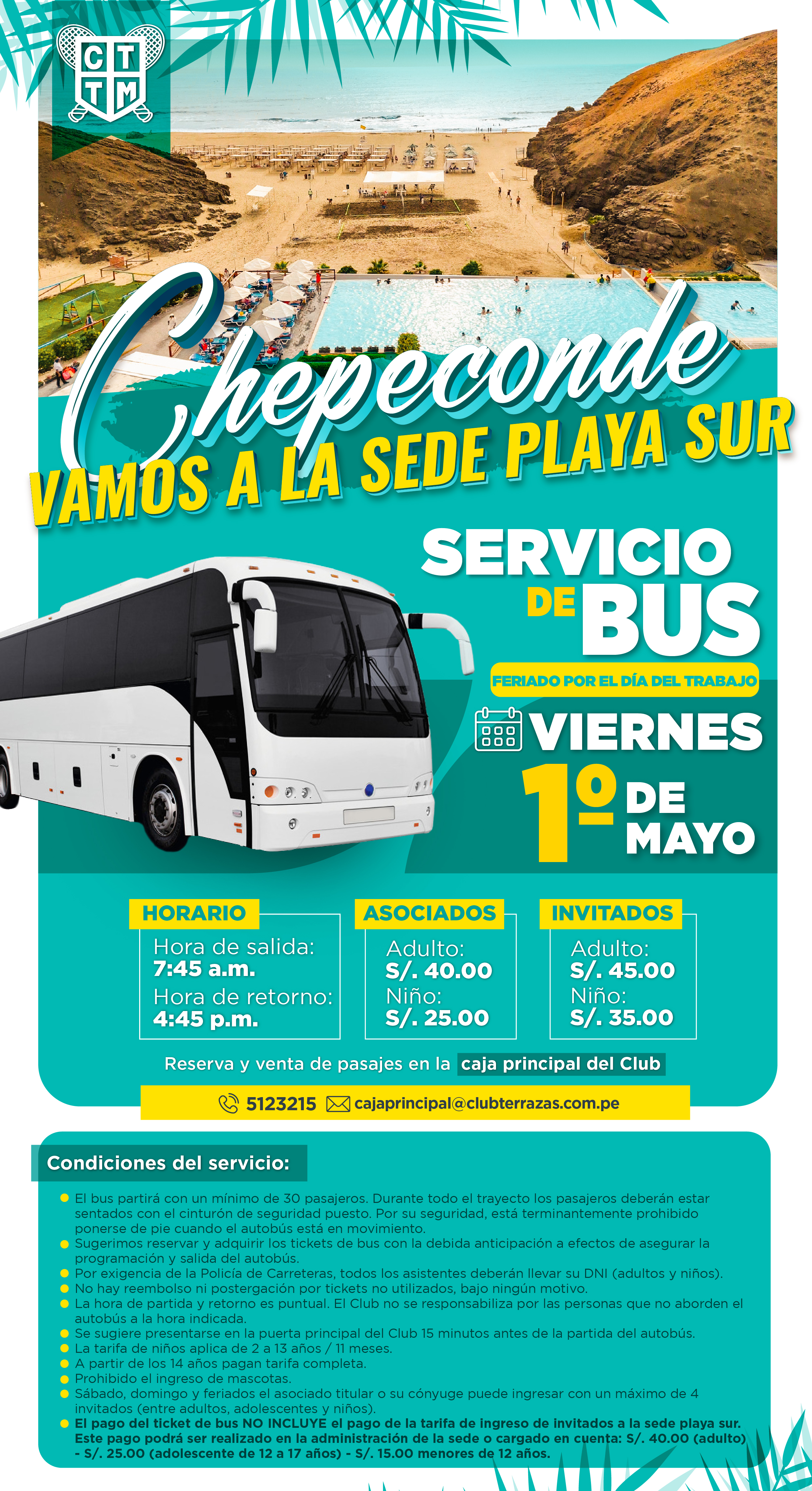🚌 1º DE MAYO - SERVICIO DE BUS A SEDE CHEPECONDE 🏖️☀️