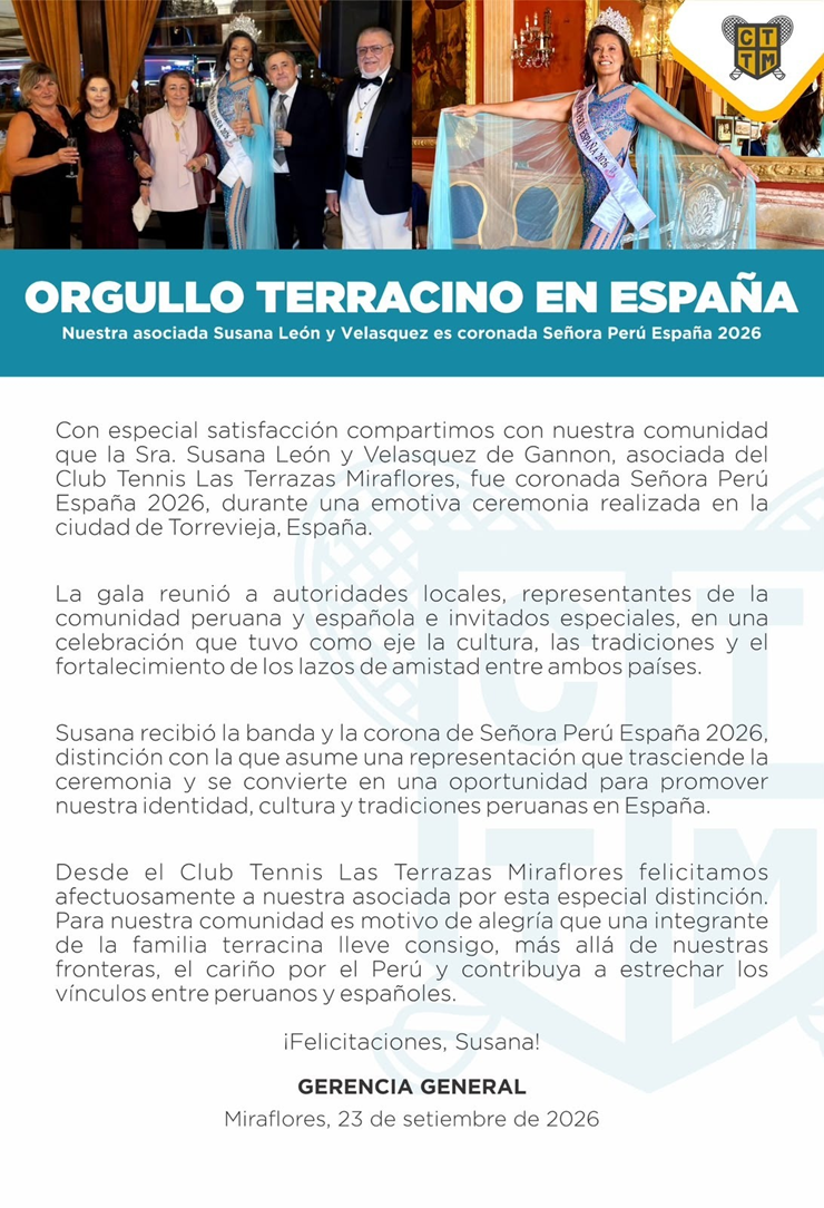 👑🇵🇪 ORGULLO TERRACINO EN ESPAÑA | SUSANA LEÓN Y VELASQUEZ ES CORONADA SEÑORA PERÚ ESPAÑA 2026