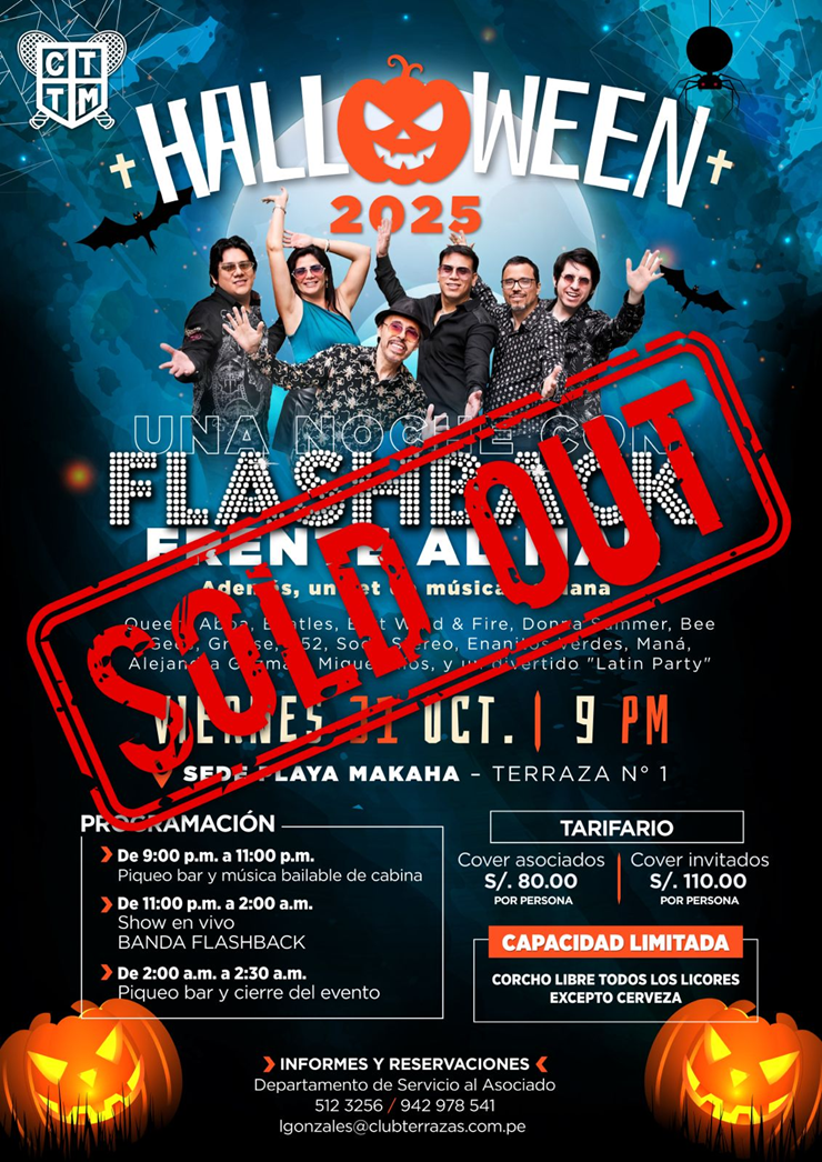 🎃SOLD OUT - HALLOWEEN 2025: UNA NOCHE CON FLASHBACK FRENTE AL MAR 🌊🎉