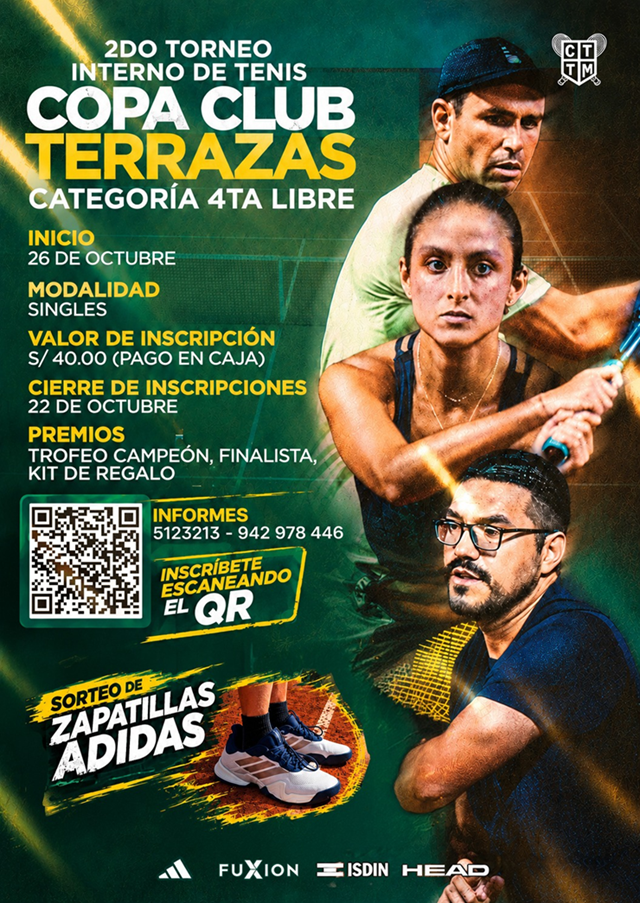 🎾 ¡INSCRÍBETE! | 2DO.TORNEO INTERNO DE TENIS – COPA CLUB TERRAZAS | 4TA. LIBRE