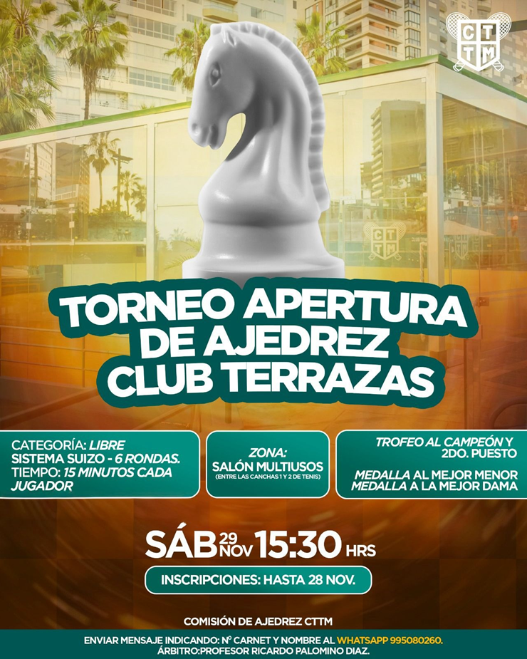 ♟️TORNEO APERTURA DE AJEDREZ – CLUB TERRAZAS 🏆✨