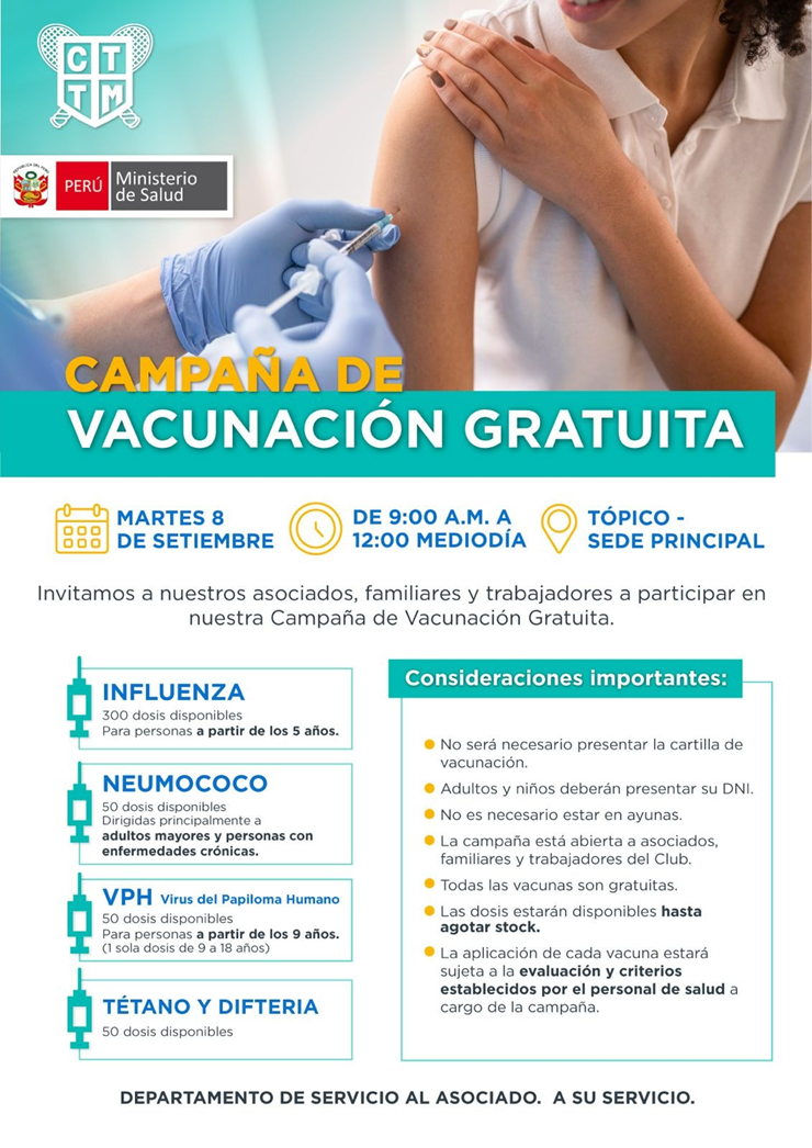 💉 CAMPAÑA DE VACUNACIÓN GRATUITA | SEDE PRINCIPAL